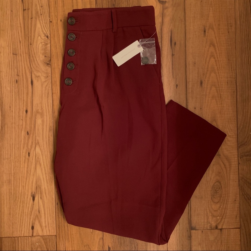 Anthropologie high waisted burgundy trousers, sz10